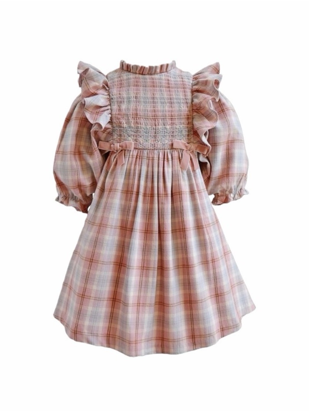 iris & ivy Pink Plaid Smocked Baby Dress with Bloomers